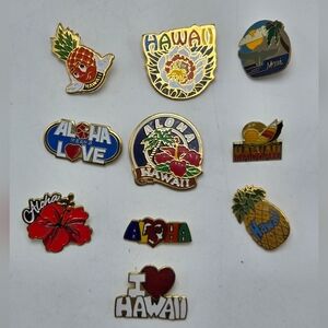 Lot of 10 Hawaii Lapel Pins Aloha Maui Pineapple Gold Silver Tone State Souvenir